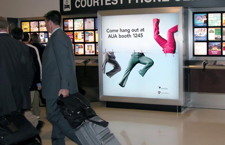 Image of airport advertising media used to reach arriving event attendees in Atlanta
