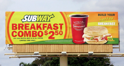 Billboard advertising for Subway Restaurants