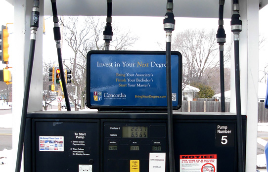 Picture of gas station advertising for Concordia University