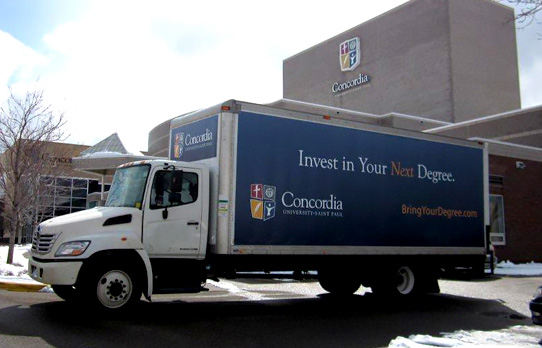 Picture of truckside advertising for Concordia University