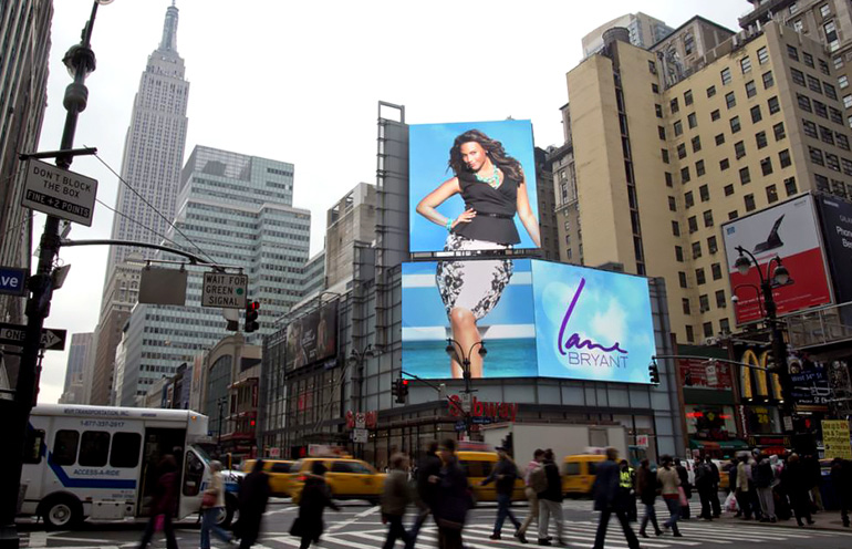 Image of a digital billboard for a national retail chain in New York City