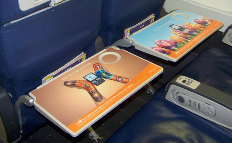 Airline Backseat Tray Wrap Advertising