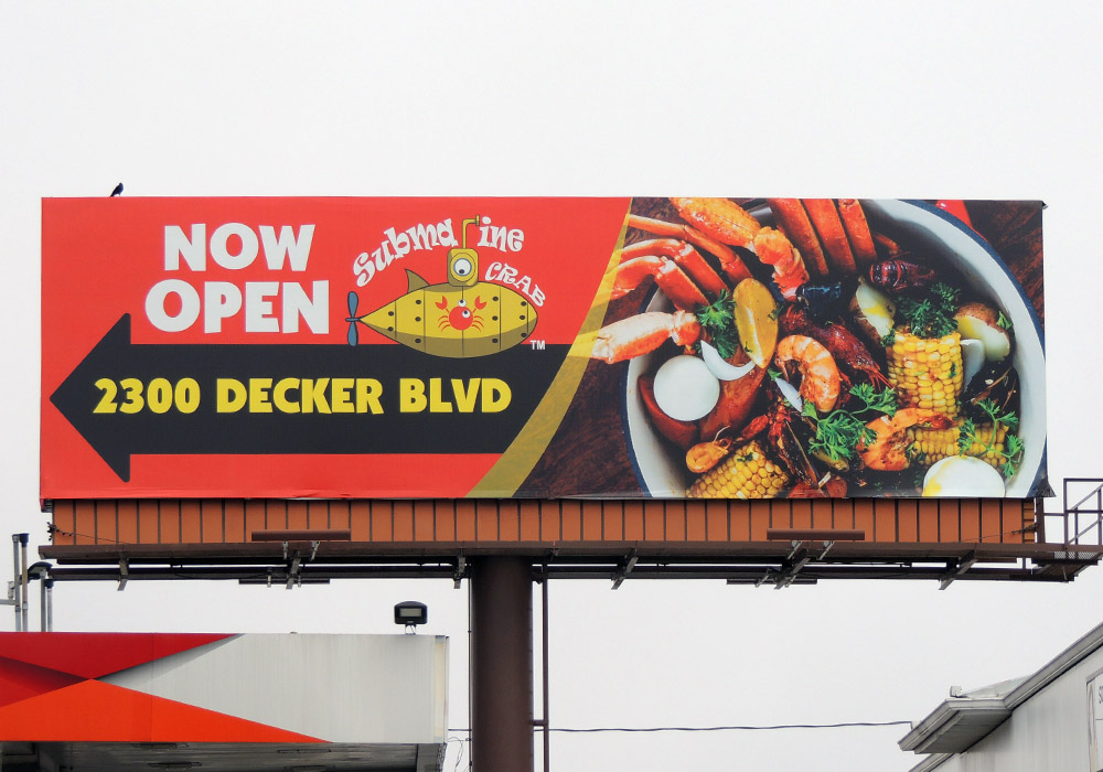 A billboard for a restaurant