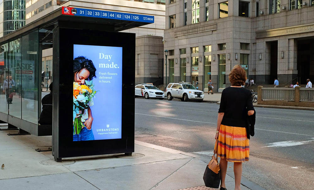 A digital bus shelter in the city