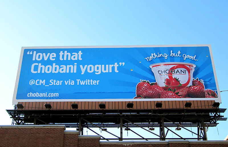 A billboard advertising greek yogurt