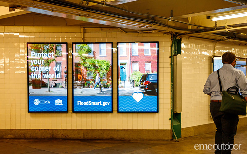 An image of advertising panels in the subway