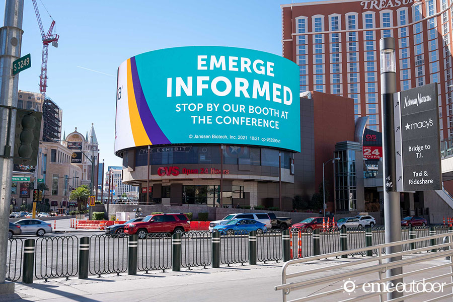 An image of a digital billboard used for trade show advertising