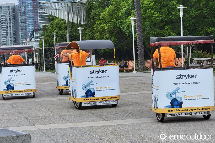 An image of bike taxis used for advertising