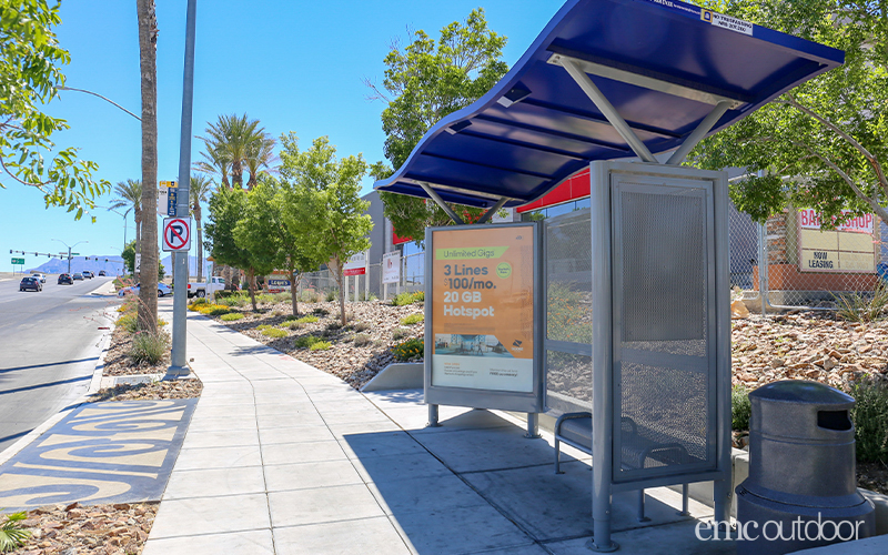 OOH Transit shelter next to the road