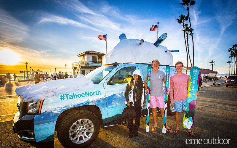 OOH wrapped vehicle next to the beach