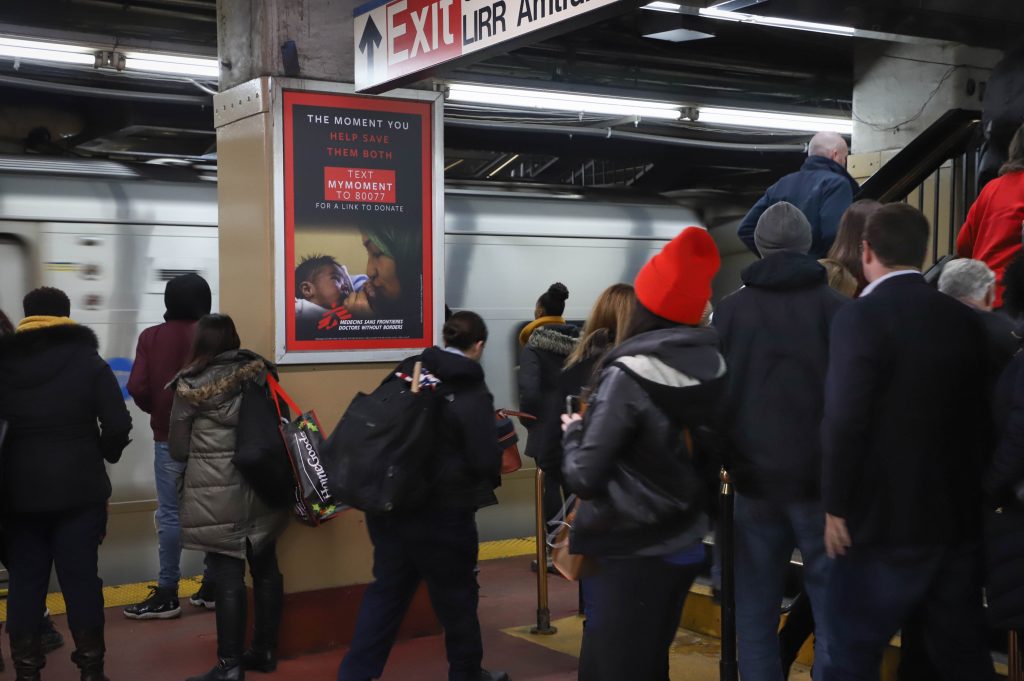 political advertising in subway station