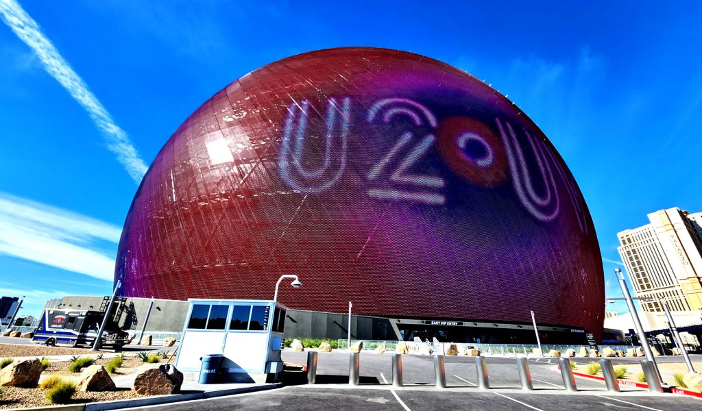 an image of the Sphere in Las Vegas representing an Out of Home media trend for 2024