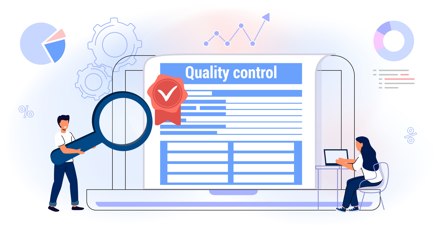 an illustration of people examining data quality