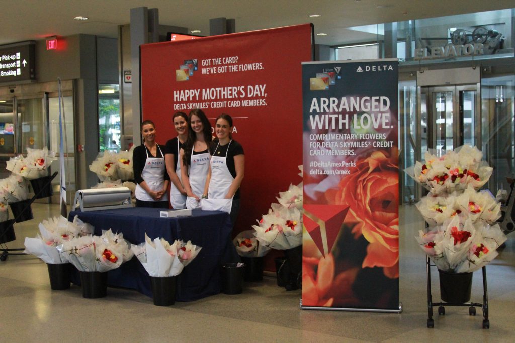 An experiential marketing campaign distributing flowers for mothers day