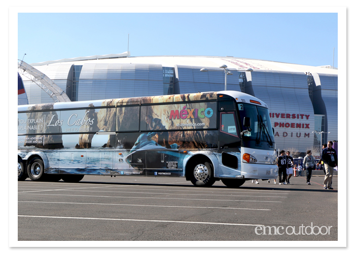 Wrapped Shuttle Bus for Mexico Tourism at the Super Bowl