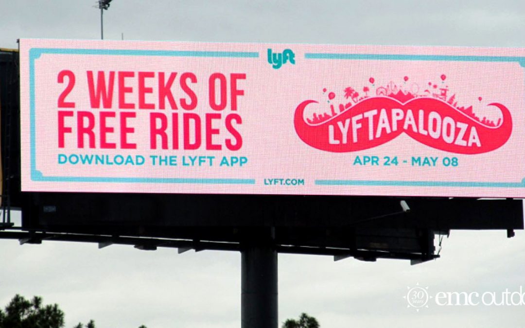 Image of a Billboard for Rideshare service LYFT