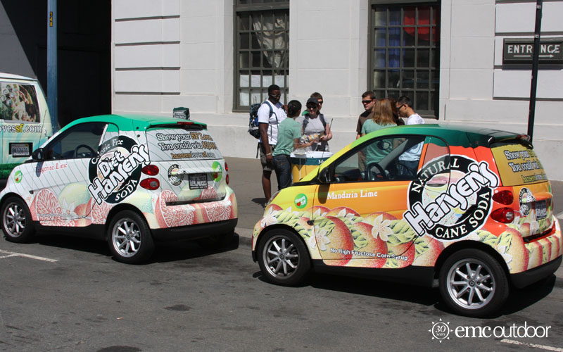 Wrapped Vehicles in an advertising campaign.