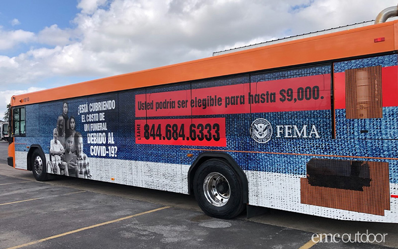 funeral assistance bus wrap