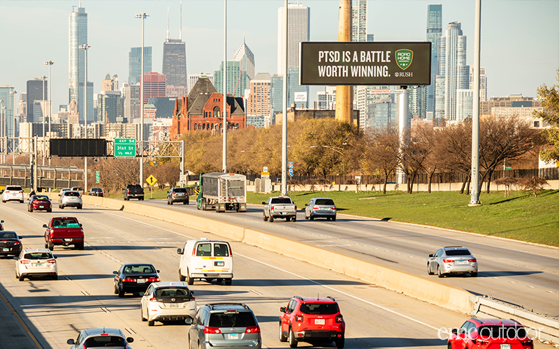 digital billboard promoting veterans mental health services