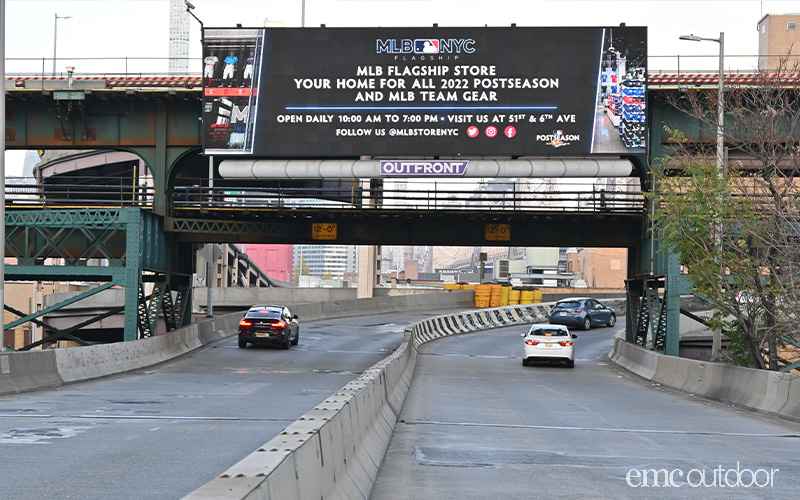 MLB Flagship Store Times Square digital billboard.