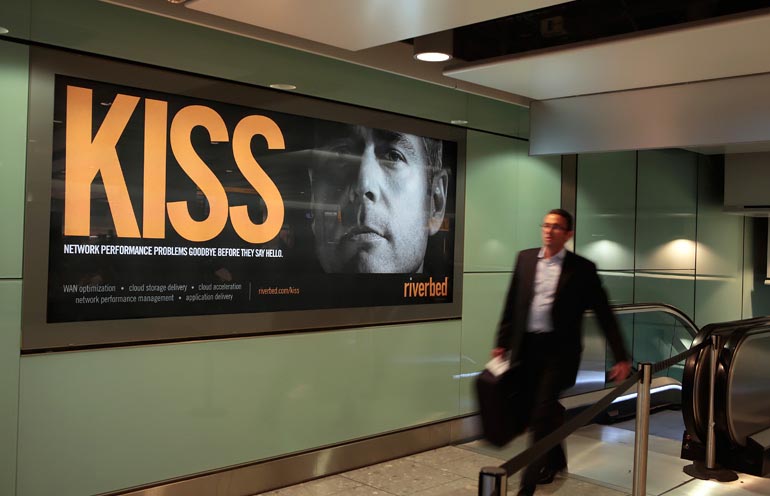 Image of an airport advertising display used to reach business travelers