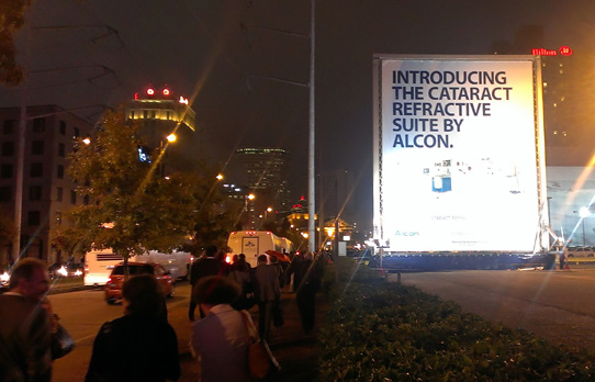 Image of mobile outdoor advertising wallscape for event coverage