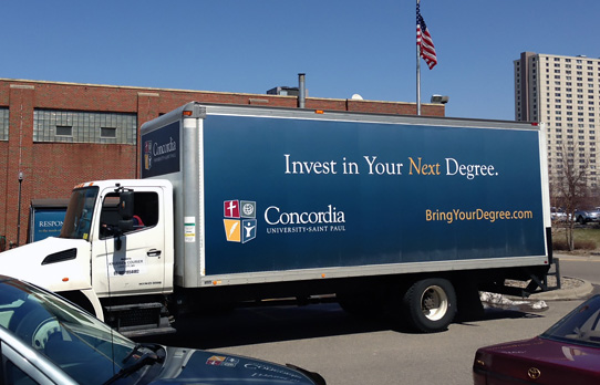 Picture of truckside advertising for Concordia University