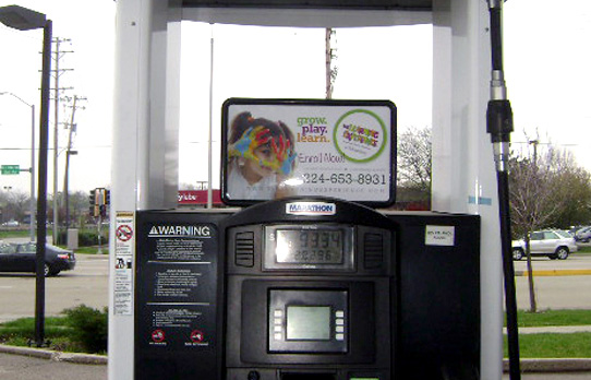 Image of gas station advertising used to reach a local audience