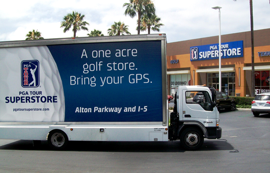 Image of mobile billboard advertising for PGA Tour Superstore