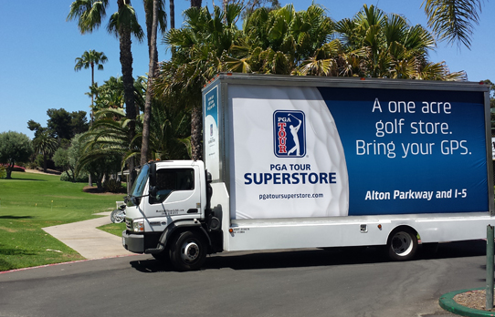 Image of mobile billboard advertising for PGA Tour Superstore