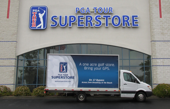 Image of mobile billboard advertising for PGA Tour Superstore