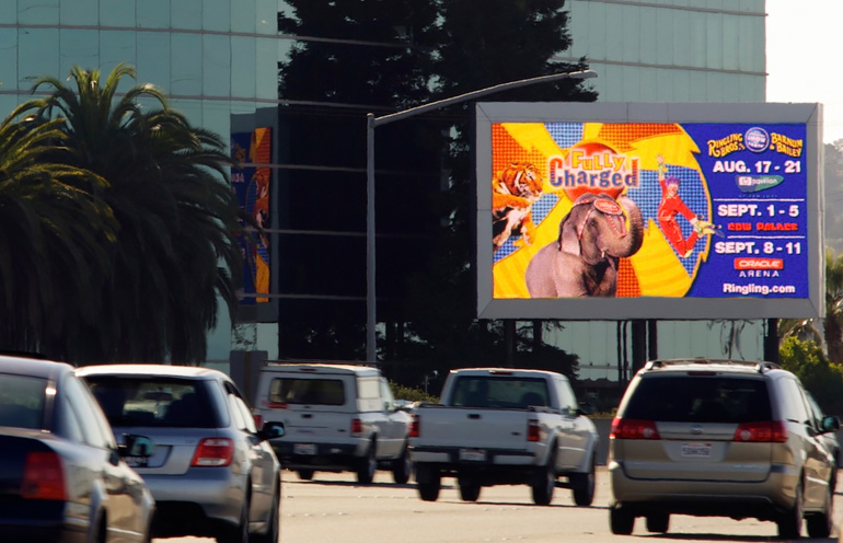 Image of a premiere digital billboard in San Francisco used to promote a local event