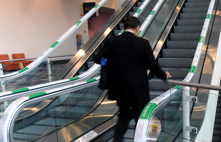 branded escalator handrails