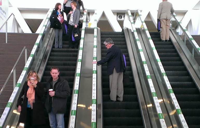 branded escalator handrails