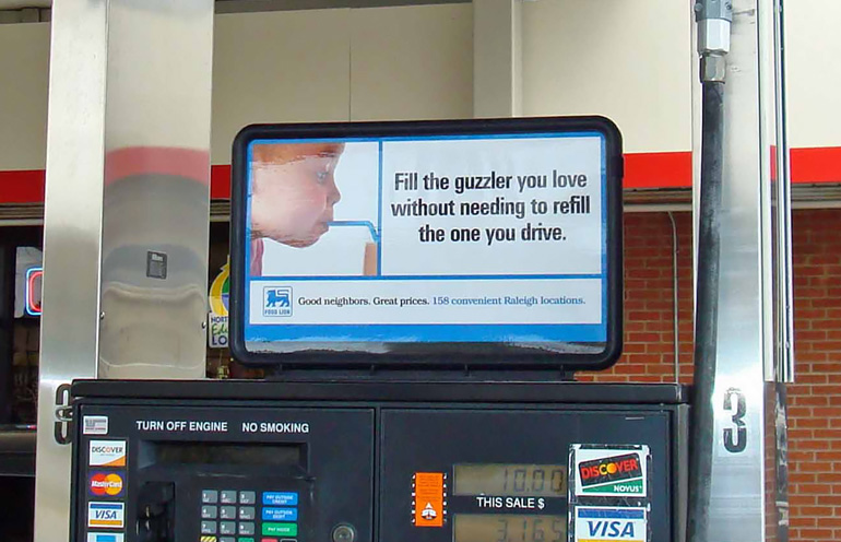 Image of gas station media for a regional supermarket advertiser