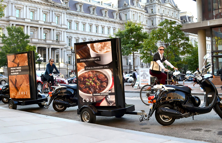 Image of a national scooter advertising campaign for a major restaurant chain